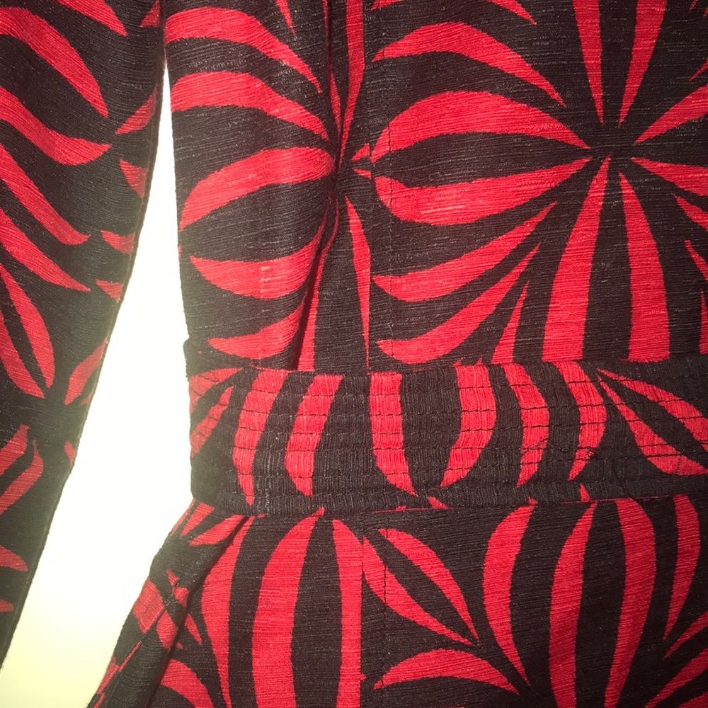❤️Long button down cardigan jacket L red black - Picture 7 of 8